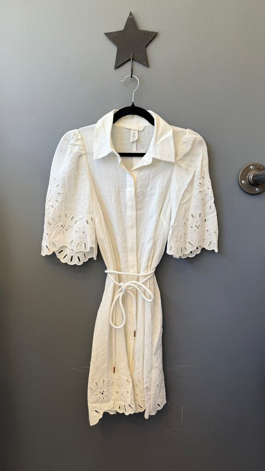 Lace Hem Mini Shirtdress