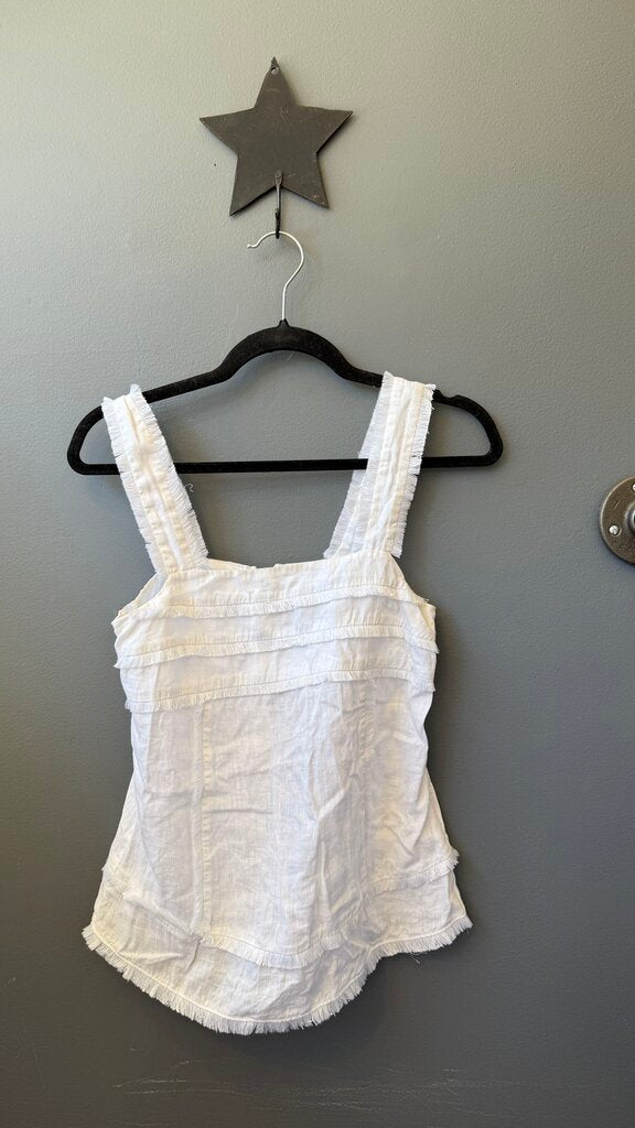 Linen Fringe Trim Tank Top