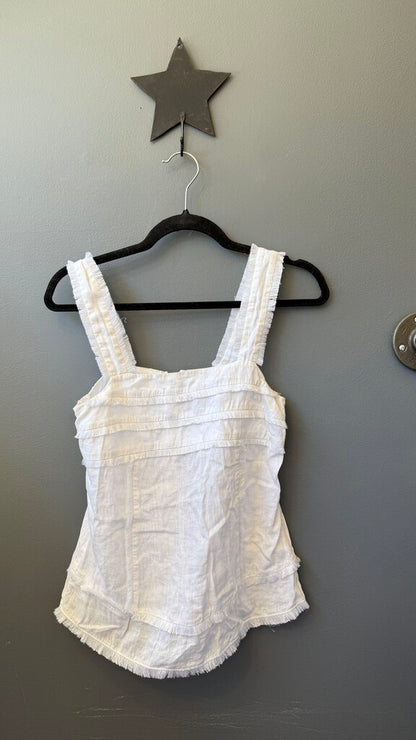 Linen Fringe Trim Tank Top