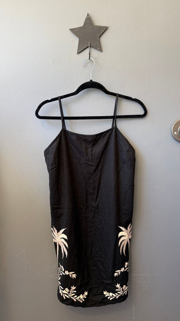 Linen Blend Embroidered Shift Dress
