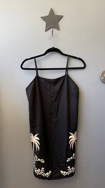 Linen Blend Embroidered Shift Dress