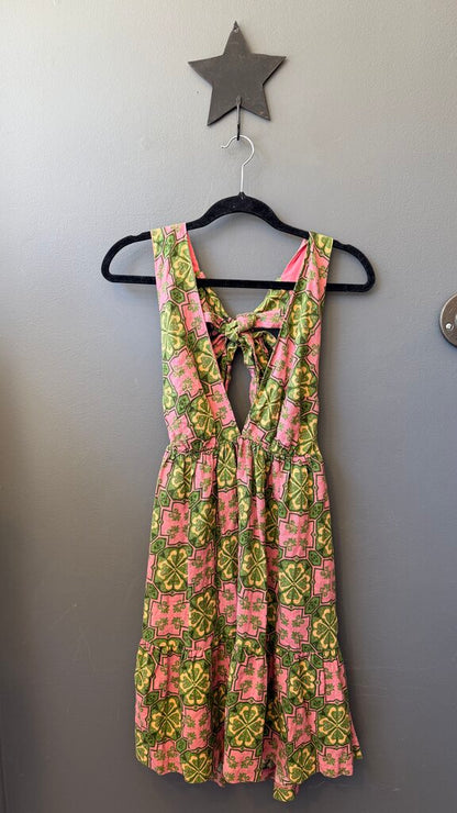 Linen Blend Tie Back Mini Dress