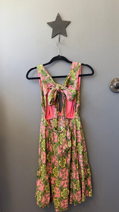 Linen Blend Tie Back Mini Dress