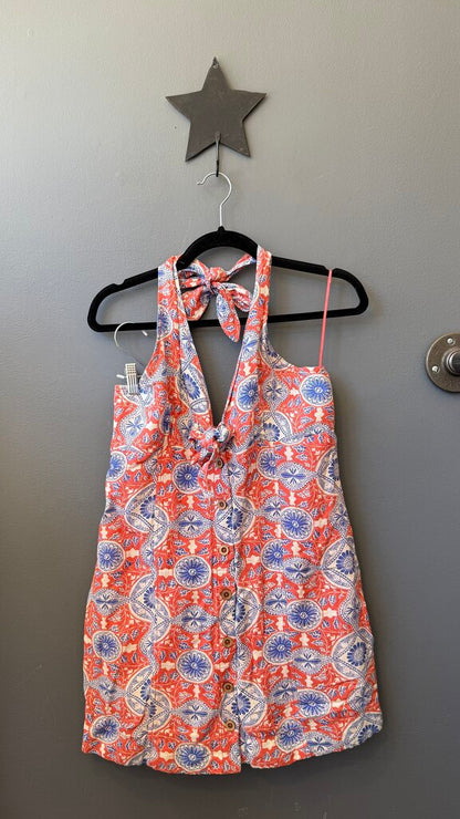 Linen Blend Halter Mini Dress