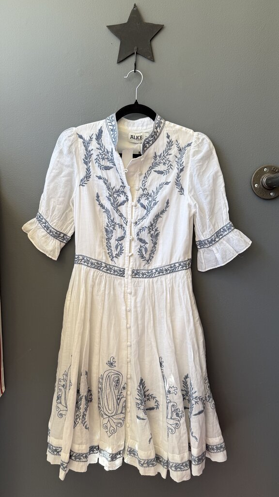 Embroidered Gauze Shirtdress
