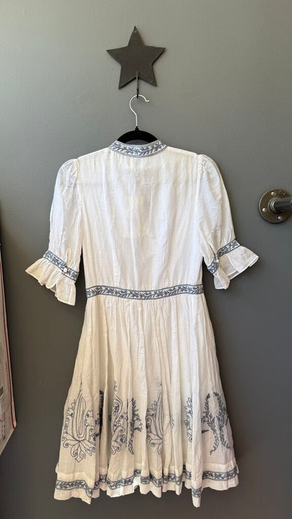 Embroidered Gauze Shirtdress