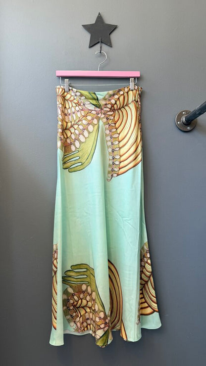Silk Printed Midi Skirt