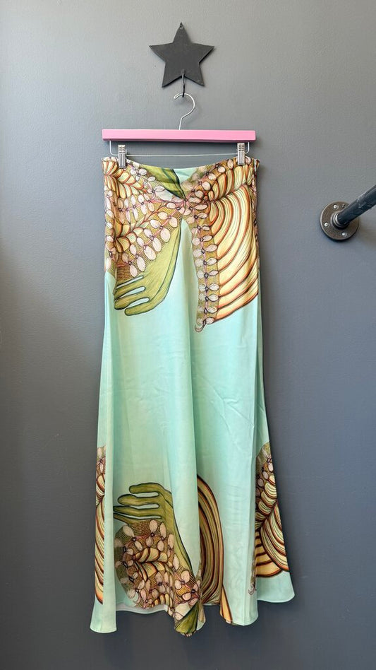 Silk Printed Midi Skirt