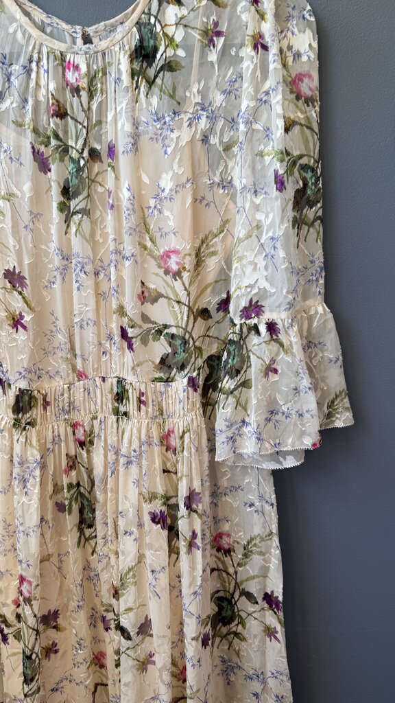 Silk Blend Floral Maxi Gown Dress