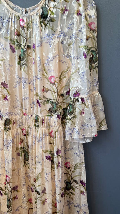 Silk Blend Floral Maxi Gown Dress