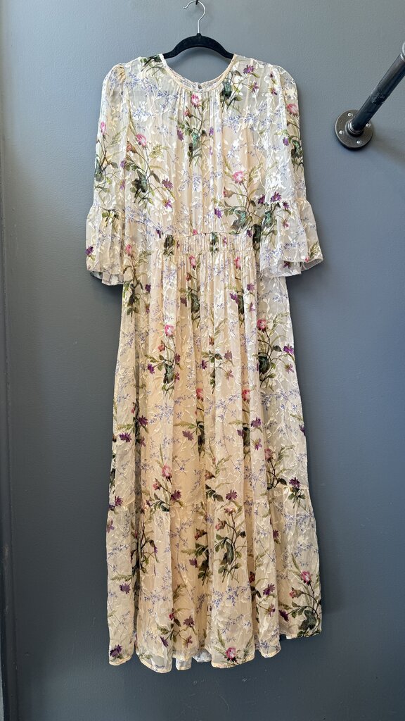 Silk Blend Floral Maxi Gown Dress