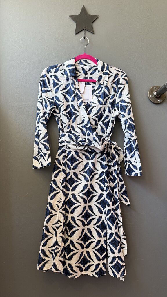 Cotton Faux Wrap Midi Dress