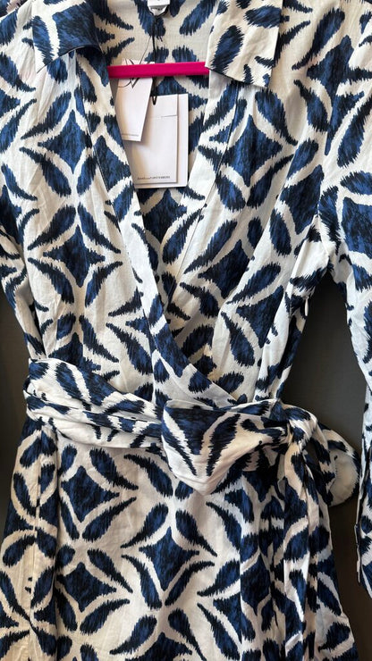 Cotton Faux Wrap Midi Dress