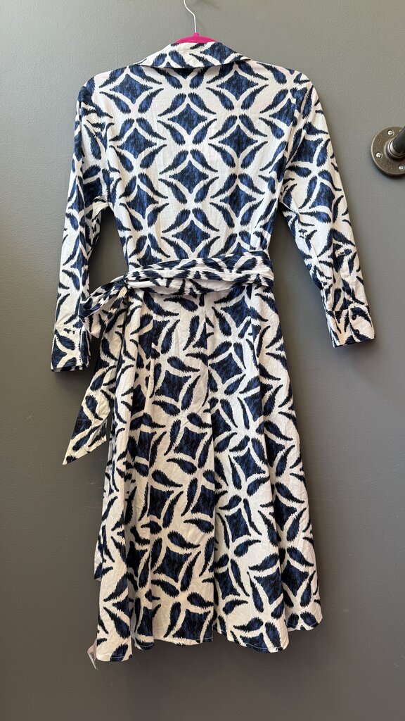 Cotton Faux Wrap Midi Dress