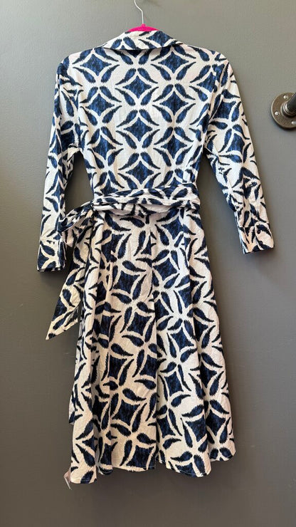 Cotton Faux Wrap Midi Dress