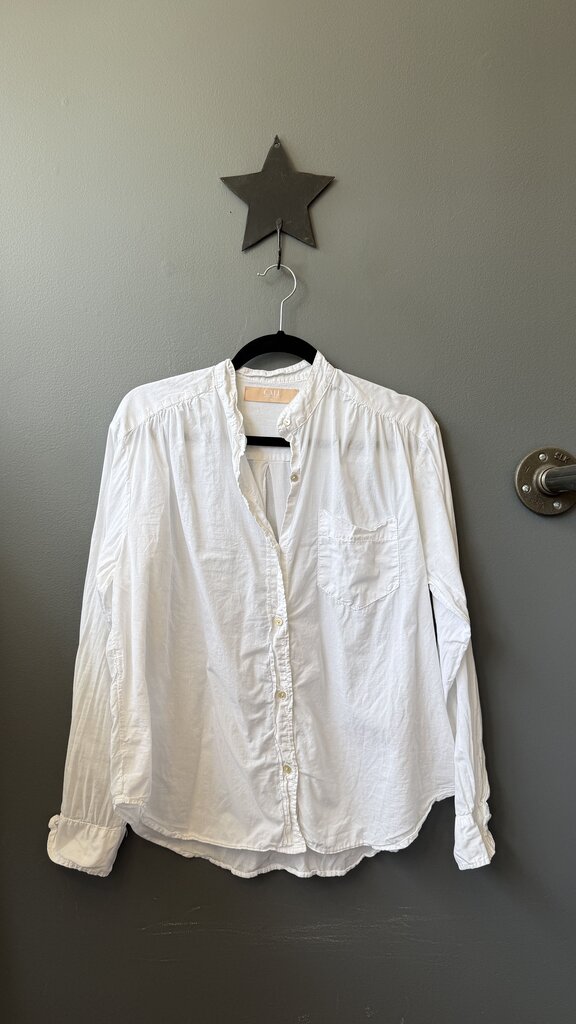 Cotton Mandarin Collar Button Up Top