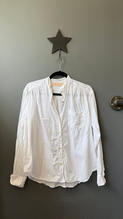 Cotton Mandarin Collar Button Up Top