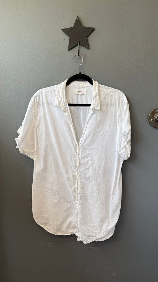 Cotton Short Sleeve Button Up Top
