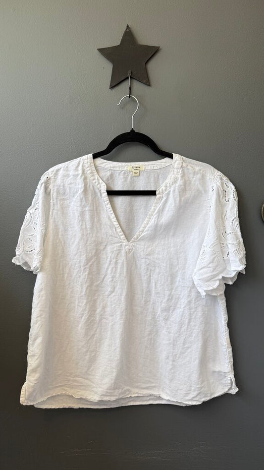 Linen Cotton Lace Sleeve Top
