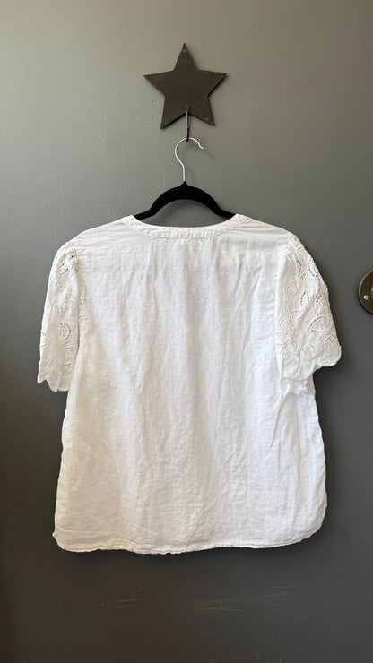 Linen Cotton Lace Sleeve Top