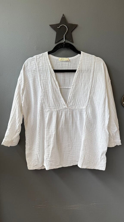 Cotton Gauze Deep Vneck Top