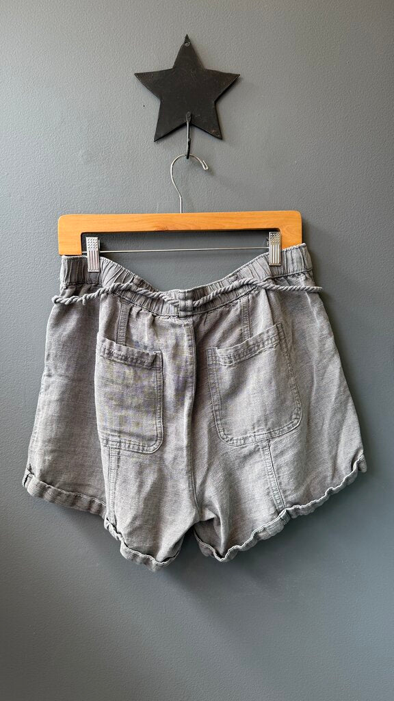 Linen Blend Drawstring Shorts