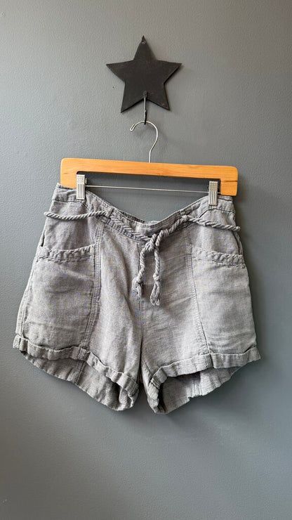 Linen Blend Drawstring Shorts