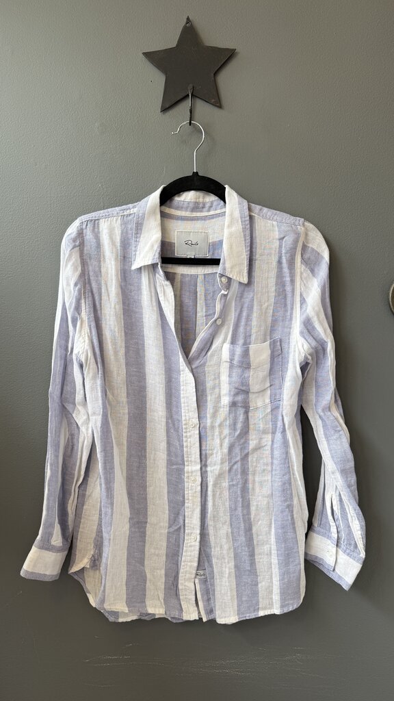 Linen Rayon Stripe Button Up Shirt