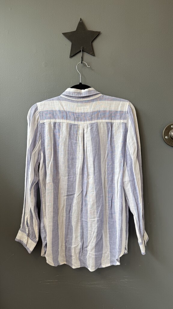 Linen Rayon Stripe Button Up Shirt