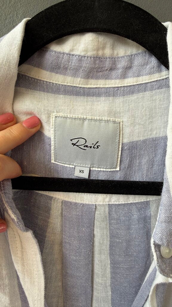 Linen Rayon Stripe Button Up Shirt