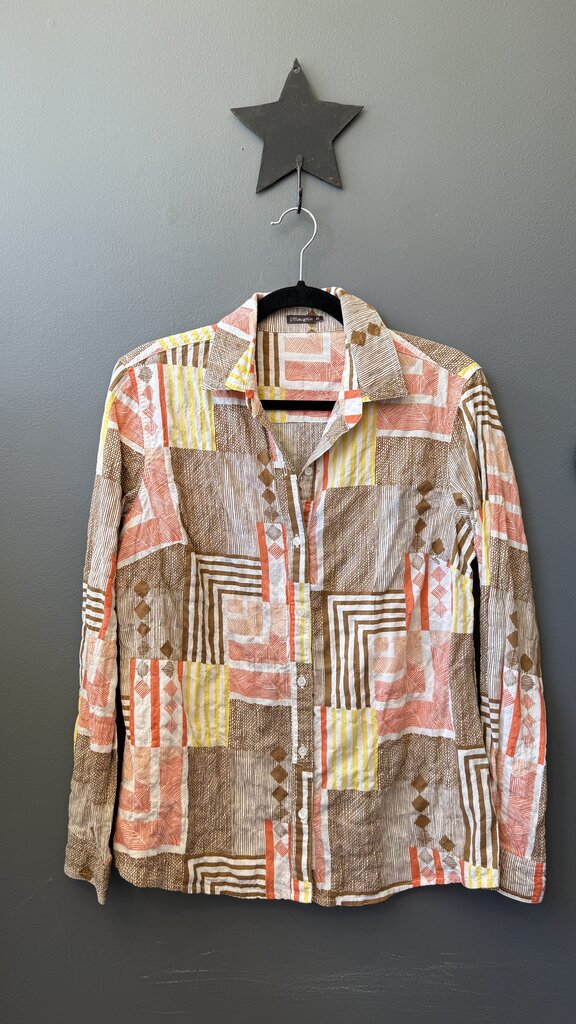 Mixed Print Button Up Shirt