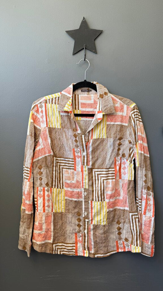 Mixed Print Button Up Shirt