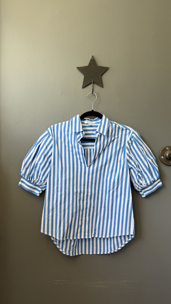 Stripe Popover Short Sleeve Top