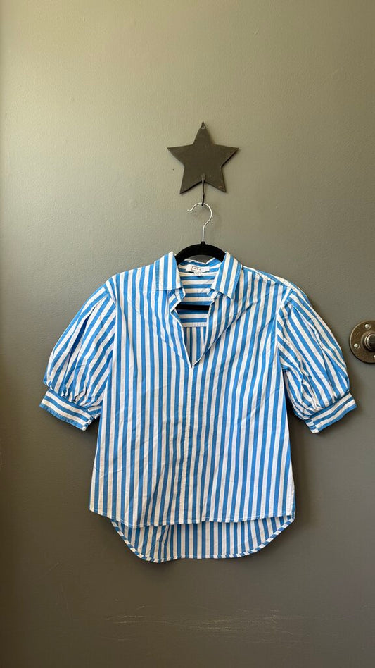 Stripe Popover Short Sleeve Top