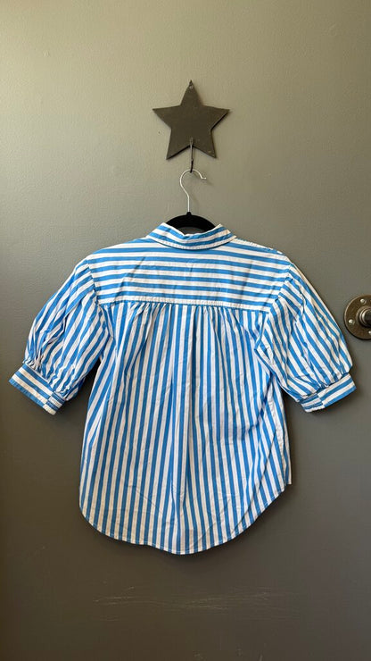 Stripe Popover Short Sleeve Top