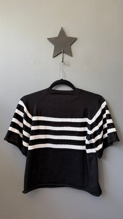 Cotton Linen Stripe Knit Top