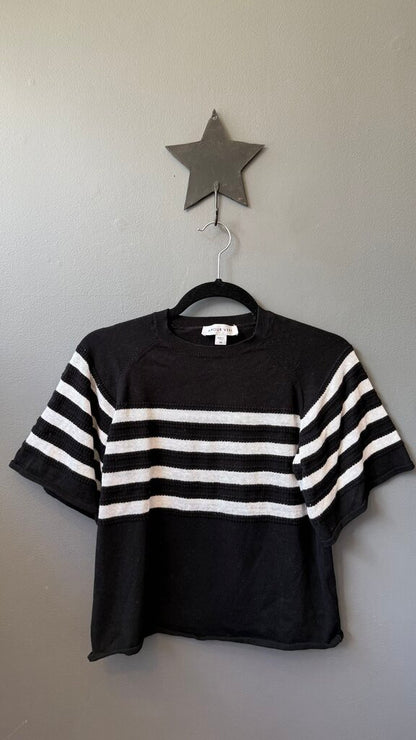 Cotton Linen Stripe Knit Top
