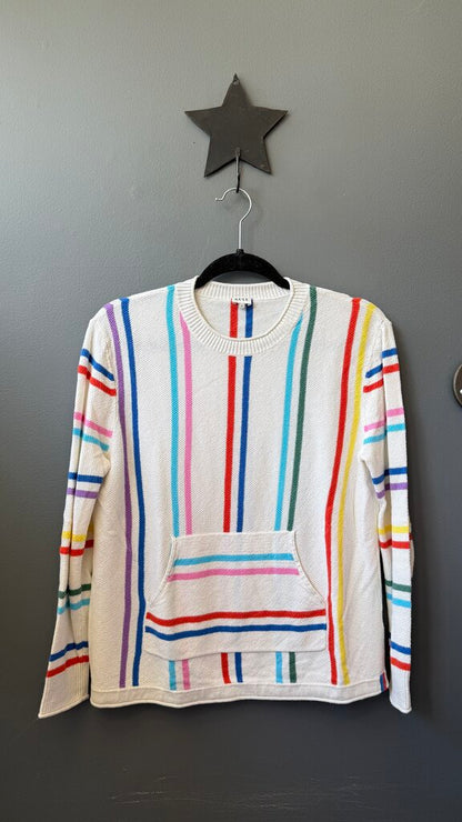 Multi Stripe Waffle Pullover