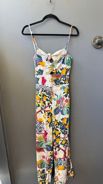Tropical Wide Leg Tie Back Jumpsuit