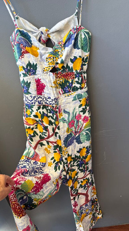 Tropical Wide Leg Tie Back Jumpsuit
