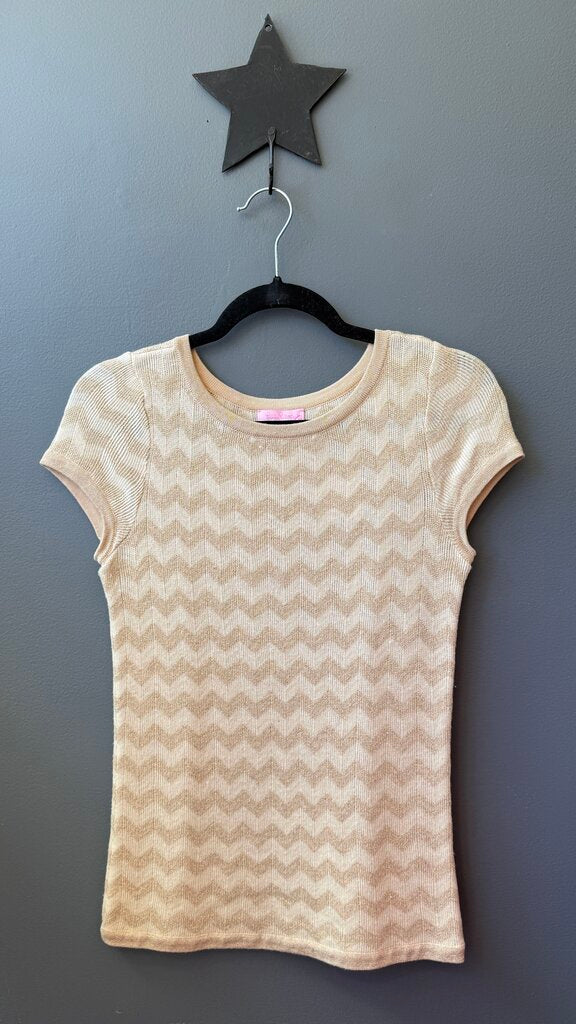 Metallic Chevron Short Sleeve Sweater