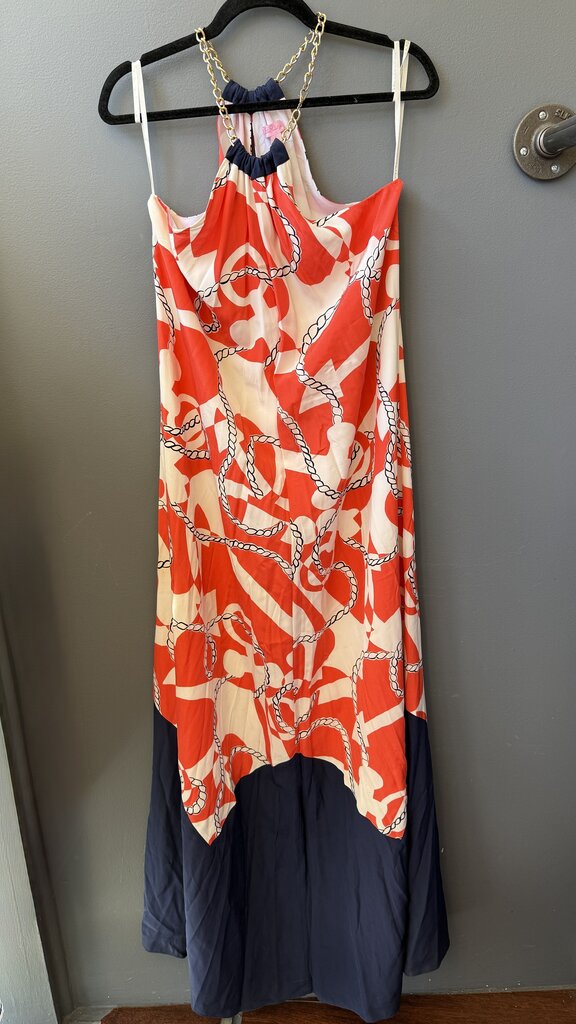 Silk Anchor Halter Maxi Dress