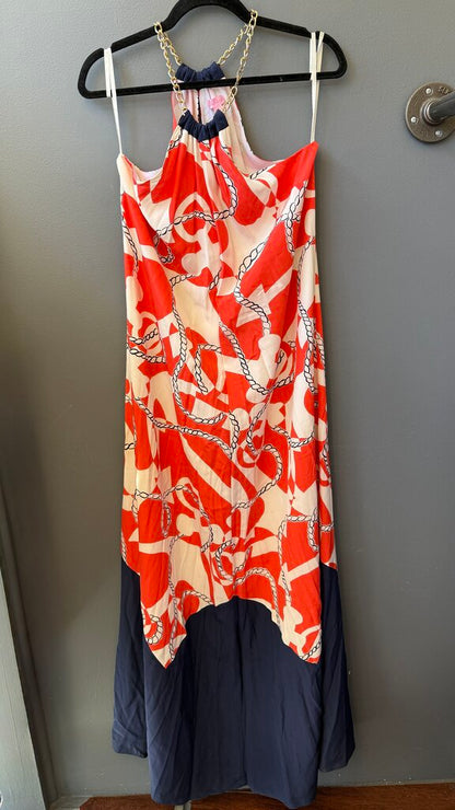 Silk Anchor Halter Maxi Dress
