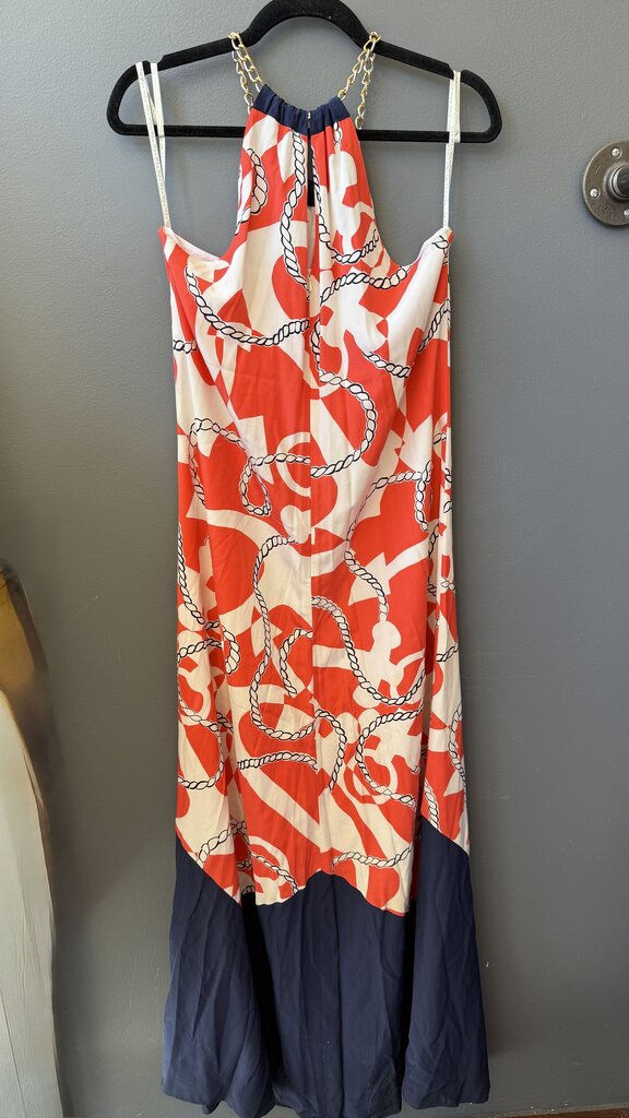 Silk Anchor Halter Maxi Dress