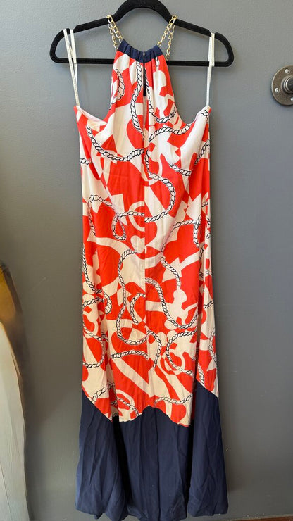Silk Anchor Halter Maxi Dress