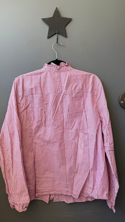 Stripe Ruffle Collar Button Up Shirt