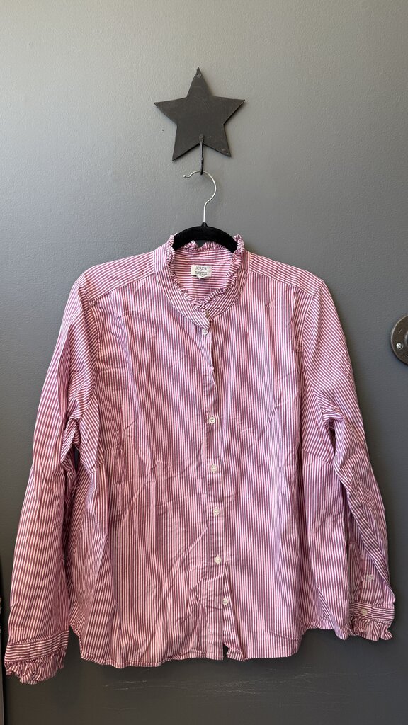 Stripe Ruffle Collar Button Up Shirt