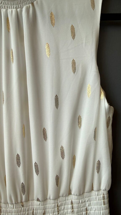 Gold Metallic Smock Detail Maxi Dress