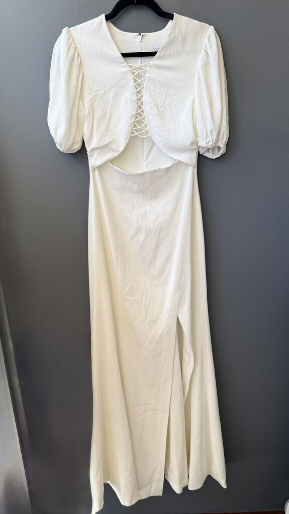 Puff Sleeve Cutout Maxi Gown Dress