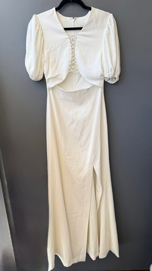 Puff Sleeve Cutout Maxi Gown Dress
